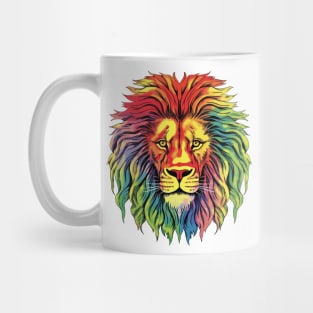 Multi-colored Rastafarian Lion, Jungle King in Vibrant Shades. Mug